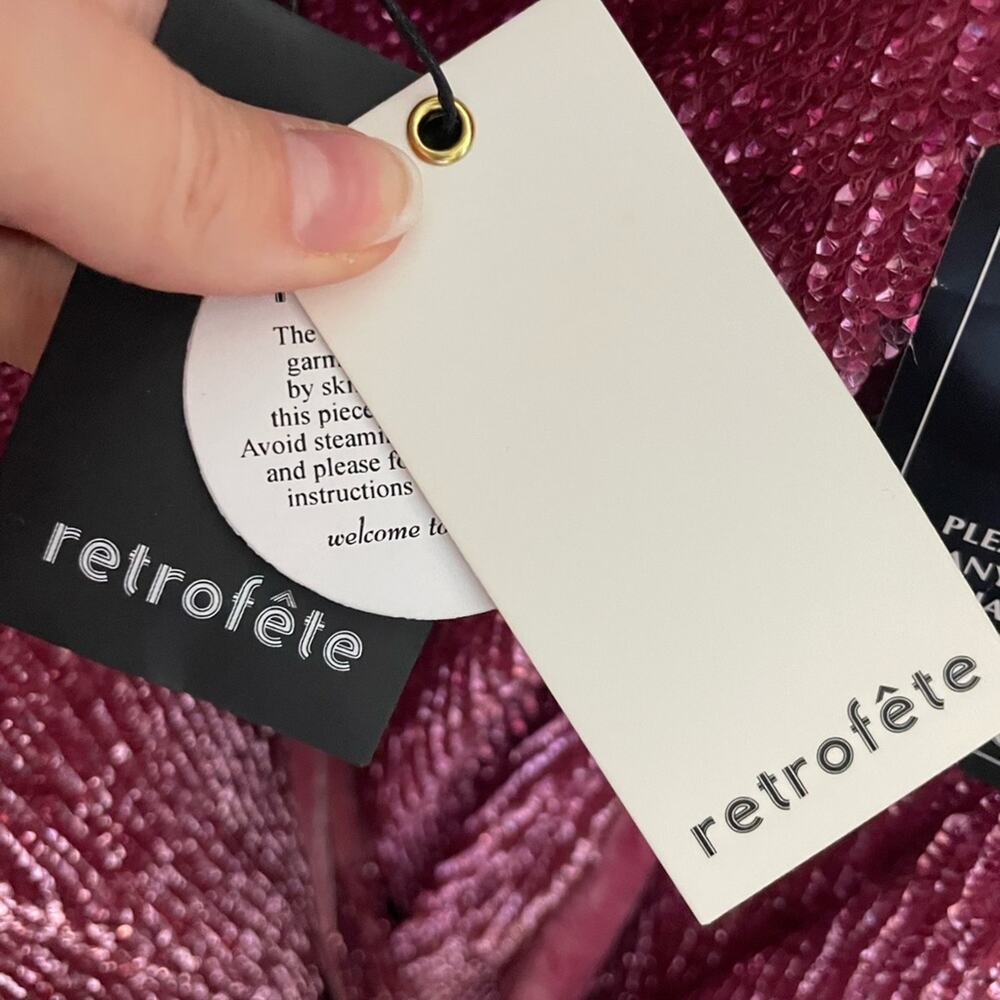 Retrofete One-Shoulder Mini Dress in Pink Sequin - Picture 10 of 14